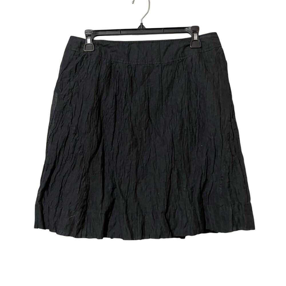 Garnet Hill Black Metallic A Line Mini Skirt Womens 8 Dark Academia Crepe Fall